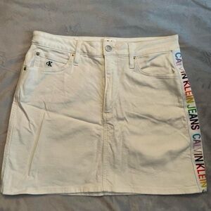 Calvin Klein Pride White Denim Mini Skirt